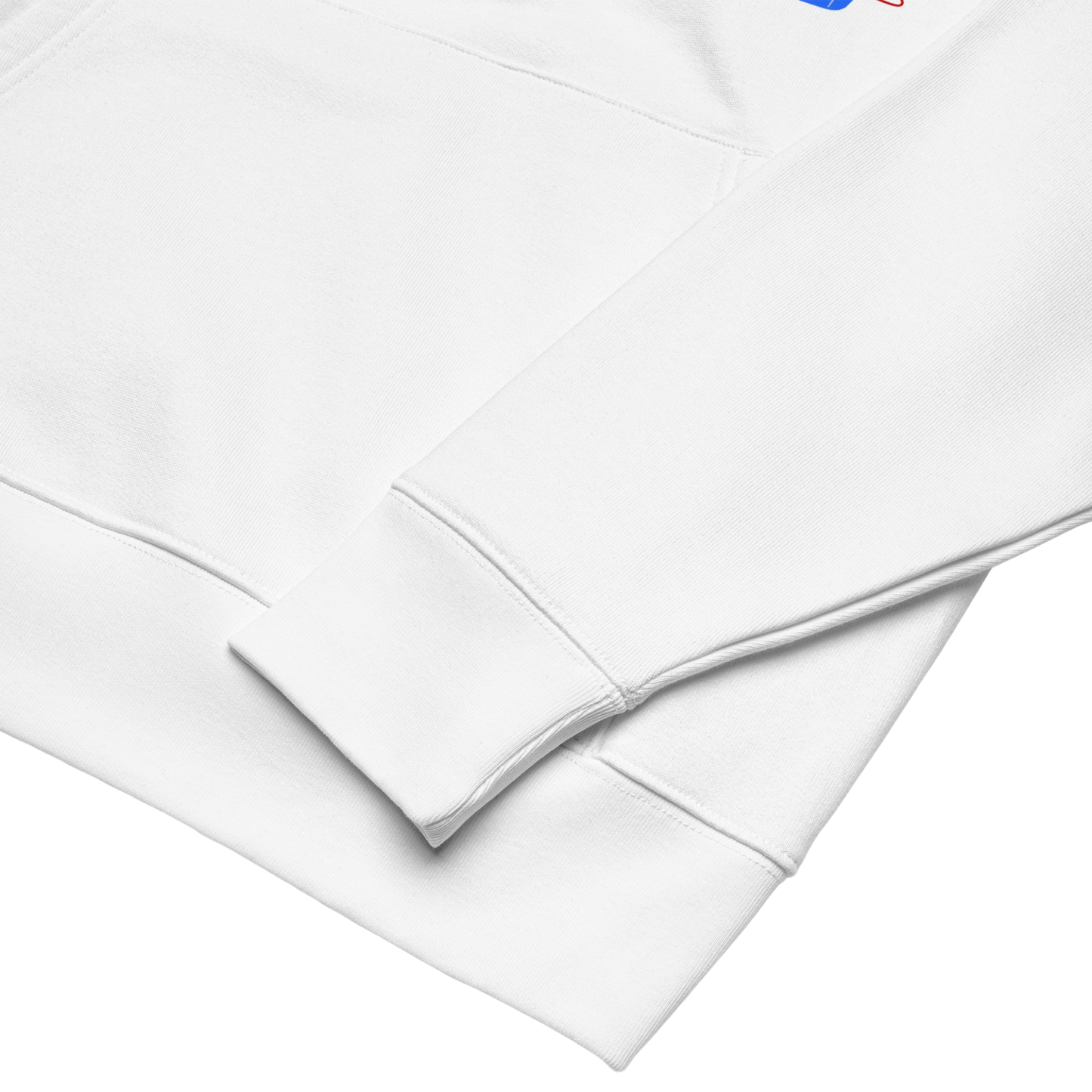 Organic hoodie in white by Lane Line Threads with a blue pool graphic and swimmer illustration, made from GOTS and OCS certified organic cotton - product details