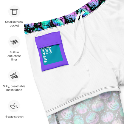 organic swim trunks with an inner purple pocket and an anti-chafe liner and 4-way stretch.