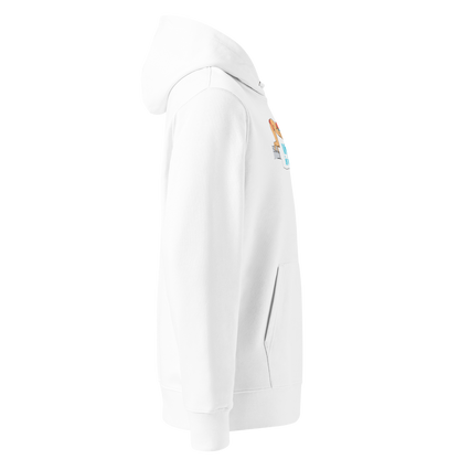 right side of a post swim organic hoodie on a white background