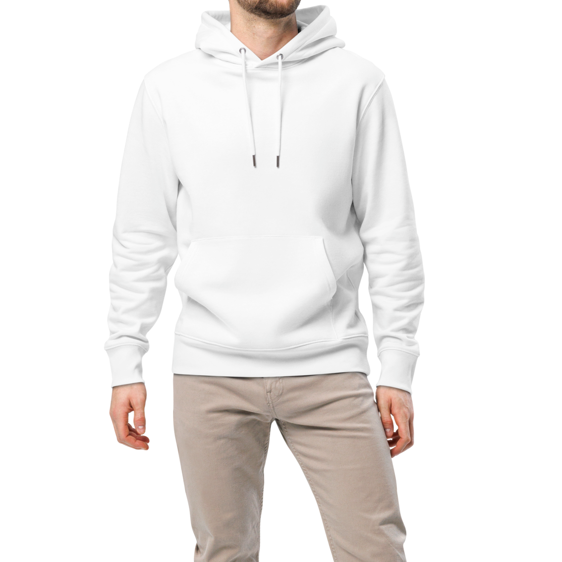 Man wearing a white organic hoodie for swimmers featuring watercolor swim goggles and bold red retro lettering reading "Push Your Limit" — Lane Line Threads