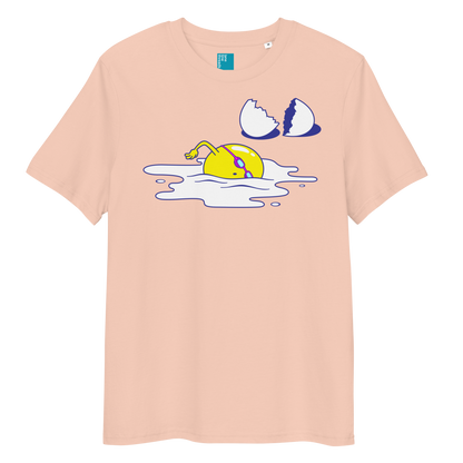 Peche organic funny swim shirt with cartoon egg swimmer design, eco-friendly biodegradable cotton tee for swimmers