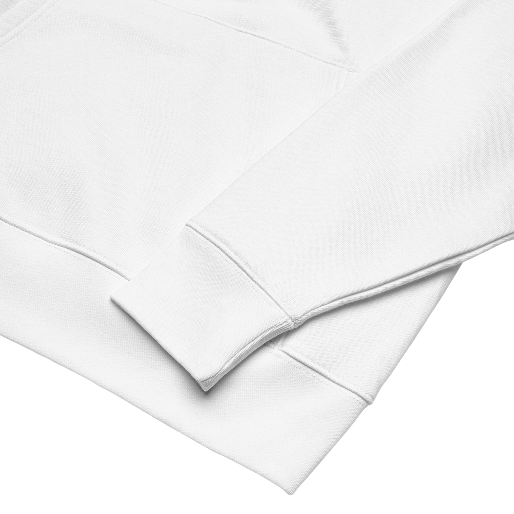 Organic hoodie in white by Lane Line Threads made from GOTS and OCS certified organic cotton showing product details