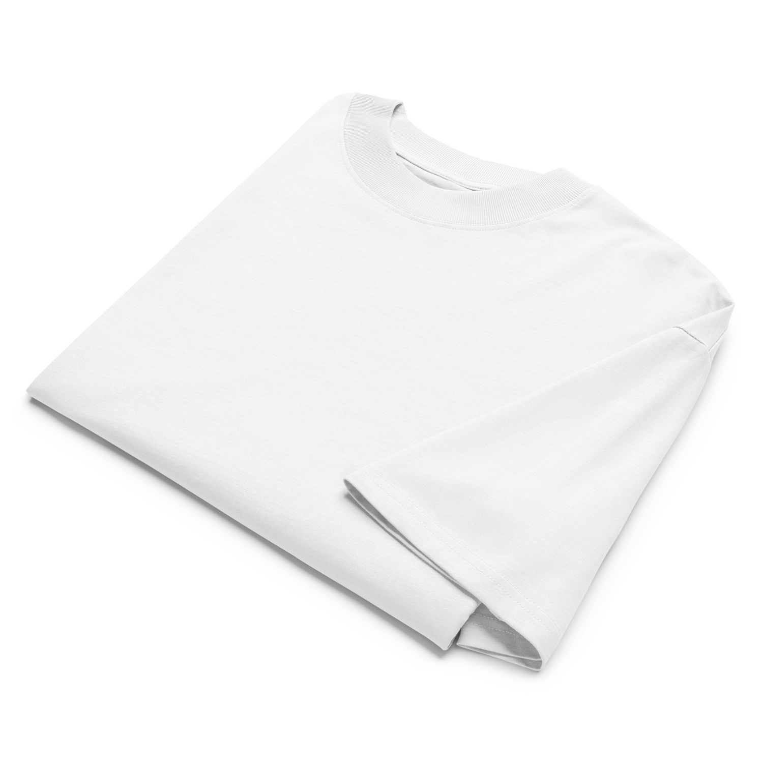 Folded white organic oversized t-shirt by Lane Line Threads on a white background