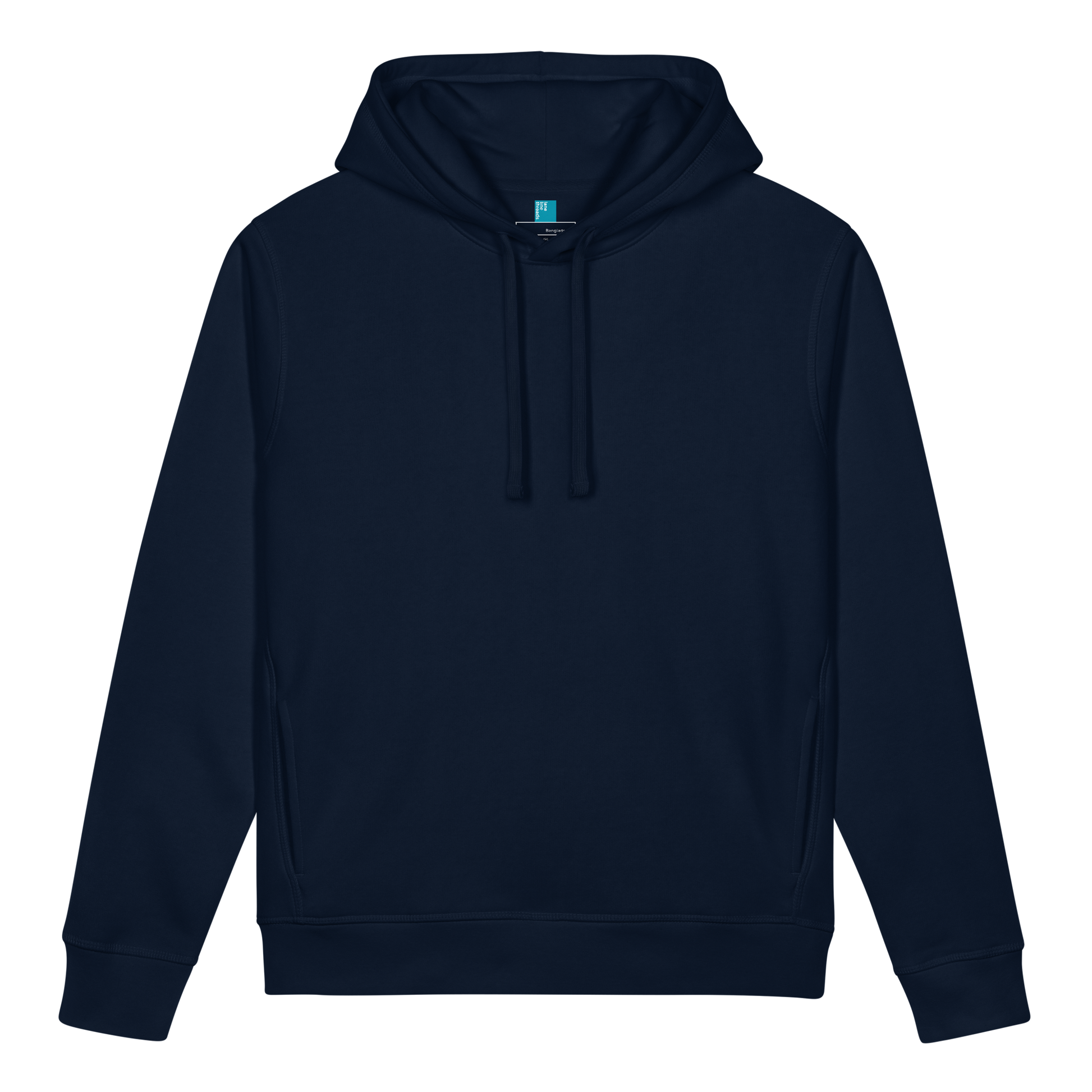 Navy blue organic post swim hoodie front side on a white background