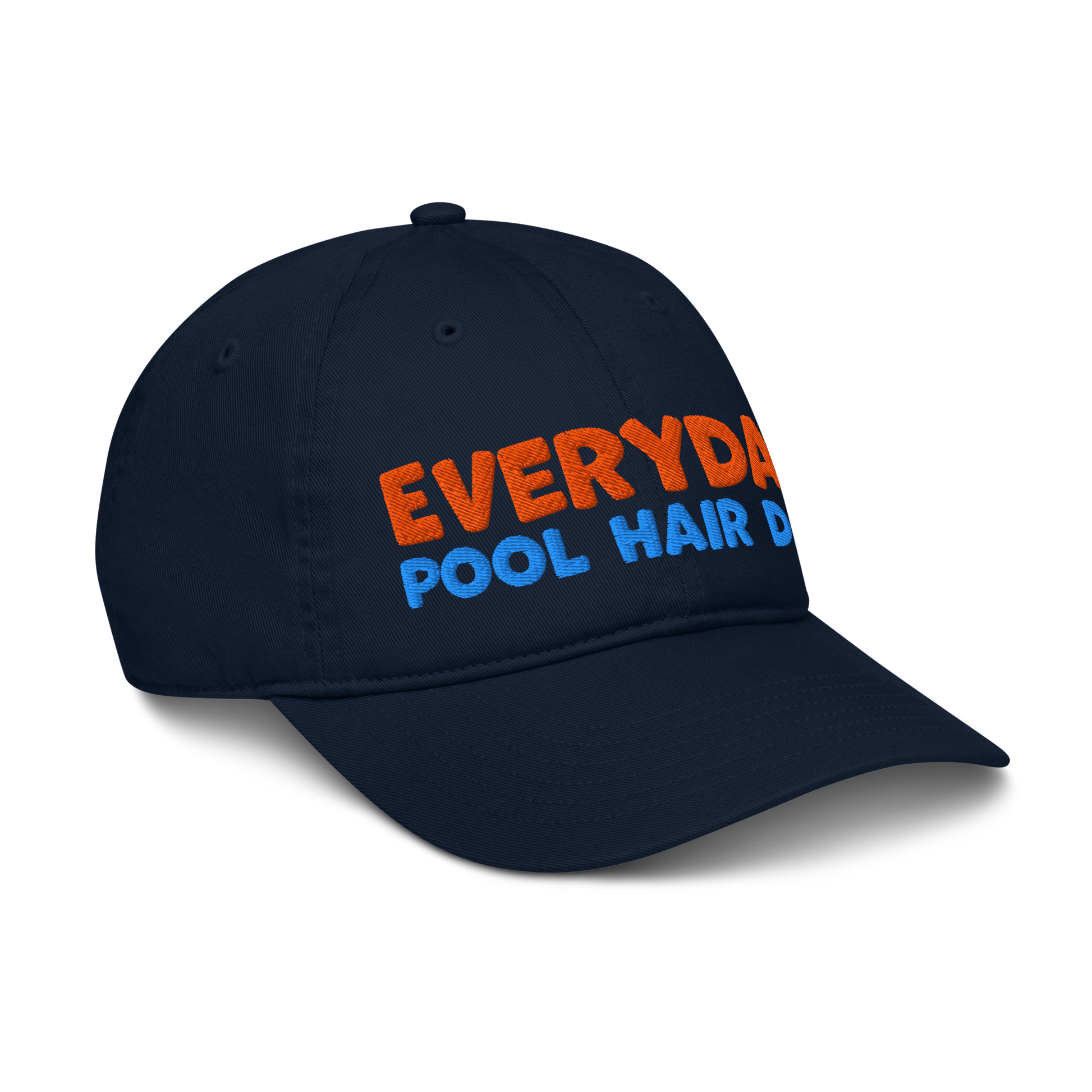 Side view of black organic baseball cap angled right, highlighting soft, curved brim and minimalist stitching. Made from sustainable, biodegradable cotton.