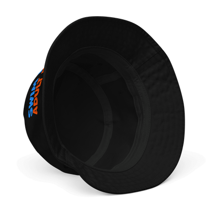 Black bucket hat with 'SMOKING ABORT' text on a white background